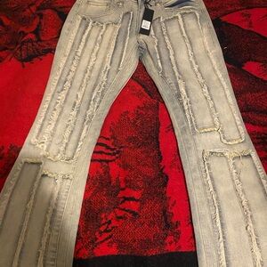 Fashion Nova Blue Skinny Jeans with Distressed Design